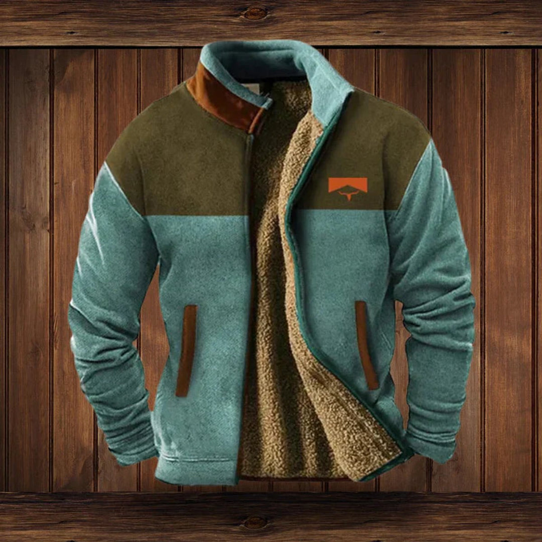 Heren Fleece Lined Aztec Mens Cardigan Vest Sherpa Gevoerd Outdoorjas - Blauw