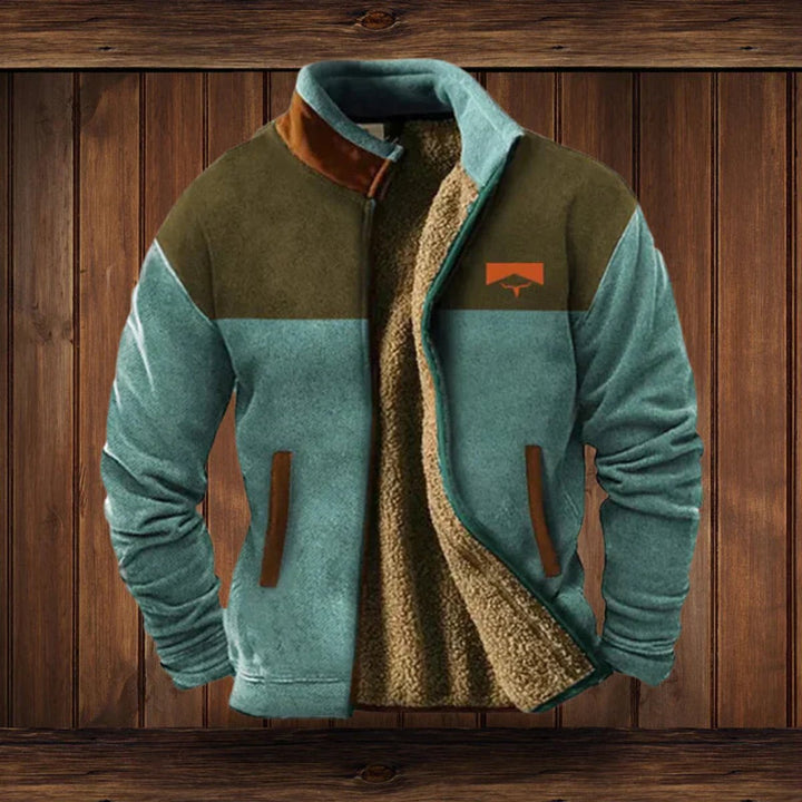 Heren Fleece Lined Aztec Mens Cardigan Vest Sherpa Gevoerd Outdoorjas - Blauw