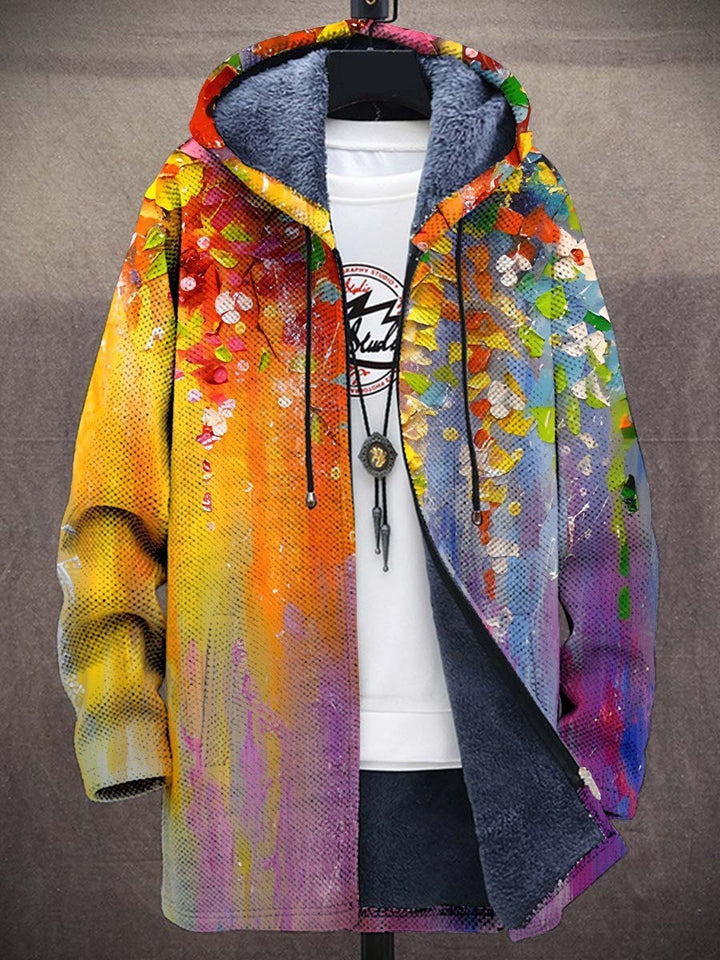 Heren Fleece Zip-Up Mens Cardigan Kunstprint Hoodie - Regenboog