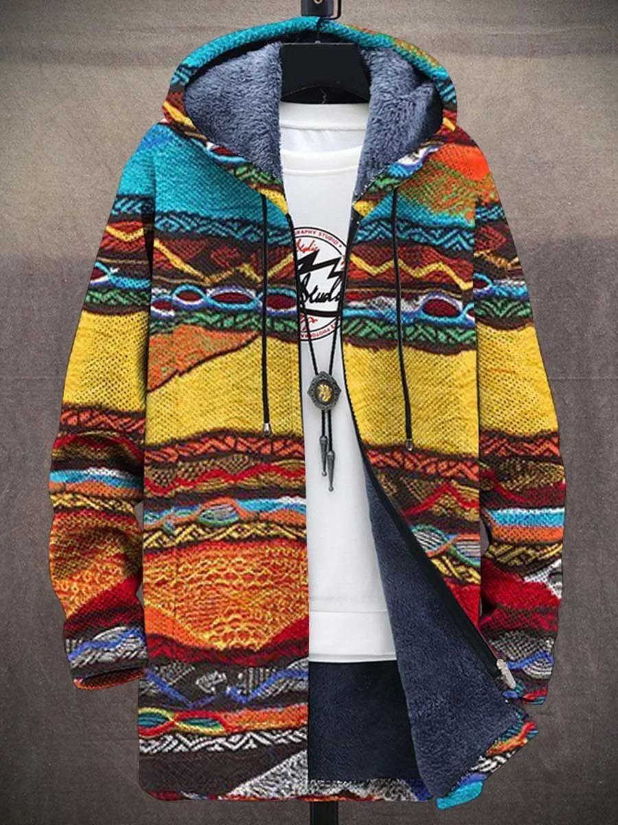 Heren Fleece Zip-Up Mens Cardigan Kunstprint Hoodie - Retro