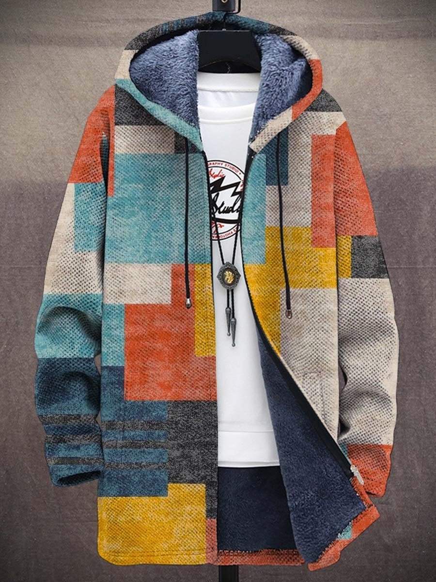 Heren Fleece Zip-Up Mens Cardigan Kunstprint Hoodie - Veelkleurig