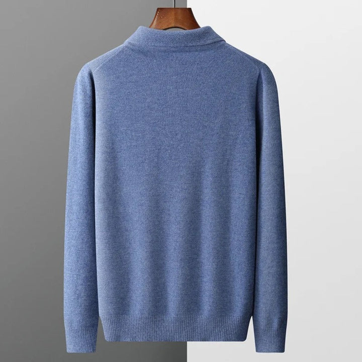 Heren Gebreide Cashmere Polo Pullover Langarm Business Trui