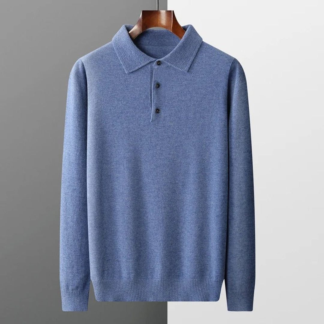 Heren Gebreide Cashmere Polo Pullover Langarm Business Trui