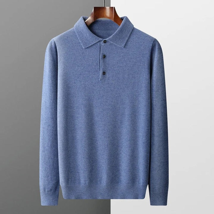 Heren Gebreide Cashmere Polo Pullover Langarm Business Trui
