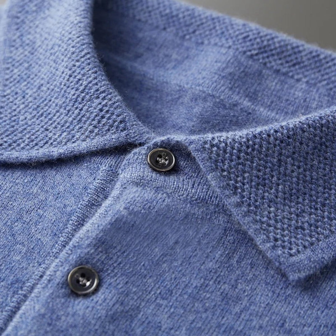 Heren Gebreide Cashmere Polo Pullover Langarm Business Trui