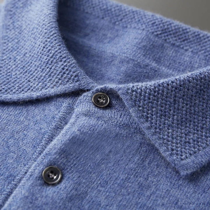 Heren Gebreide Cashmere Polo Pullover Langarm Business Trui
