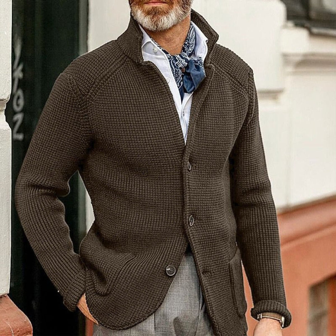 Heren Gebreide Mens Cardigan Klassieke Knoop Vest - Koffiebruin