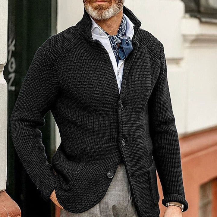 Heren Gebreide Mens Cardigan Klassieke Knoop Vest - Zwart