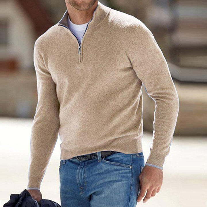 Heren Gebreide Quarter-Zip Pullover Sweater Casual Warm - Beige