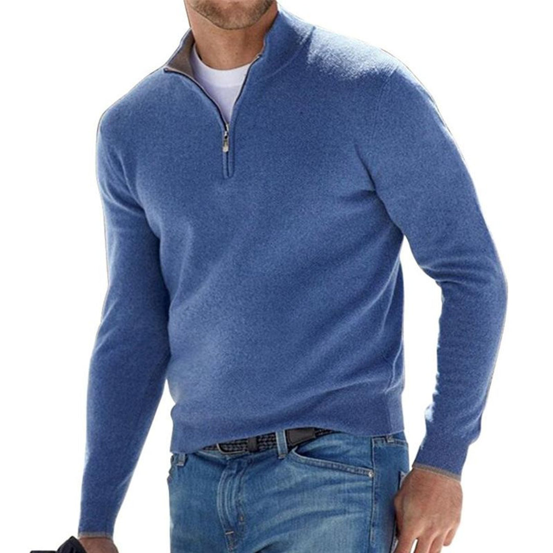 Heren Gebreide Quarter-Zip Pullover Sweater Casual Warm - Blauw