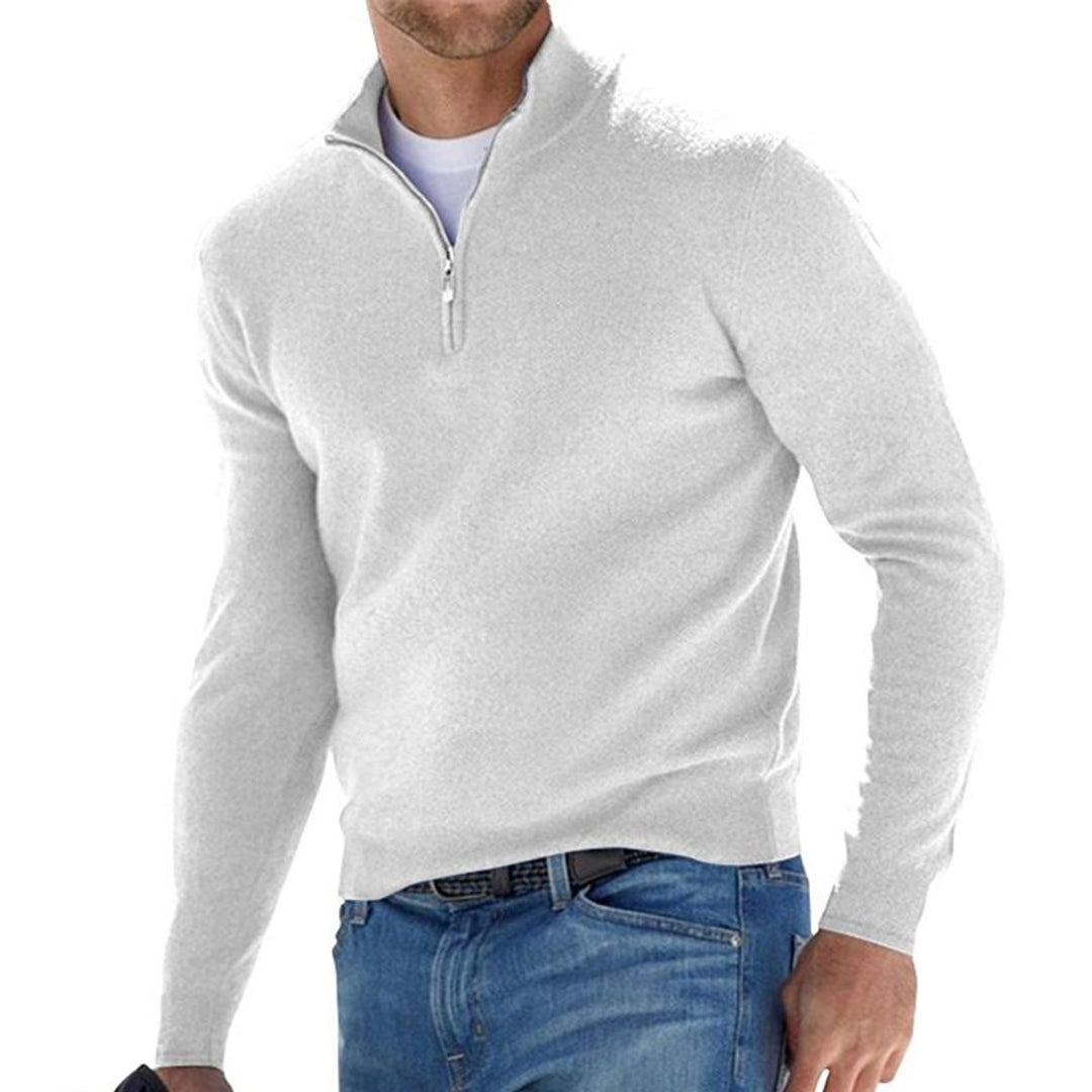 Heren Gebreide Quarter-Zip Pullover Sweater Casual Warm - Wit