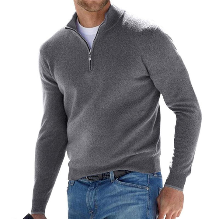 Heren Gebreide Quarter-Zip Pullover Sweater Casual Warm - Grijs