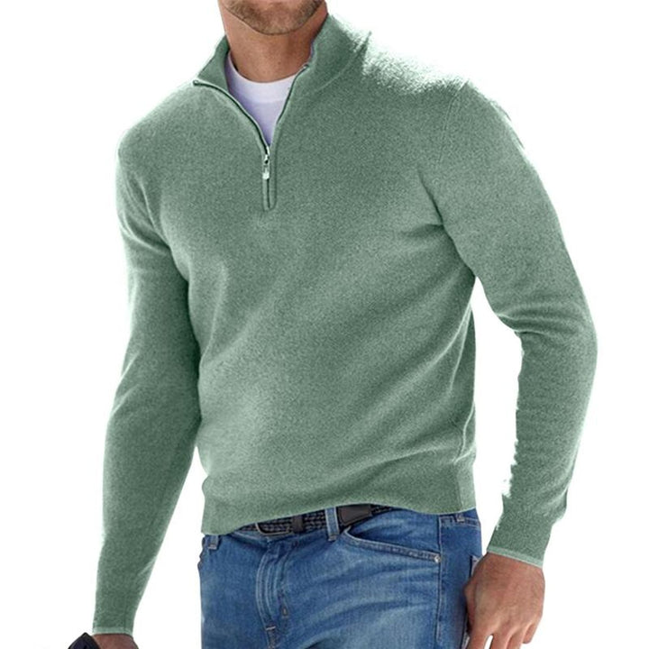 Heren Gebreide Quarter-Zip Pullover Sweater Casual Warm - Groen
