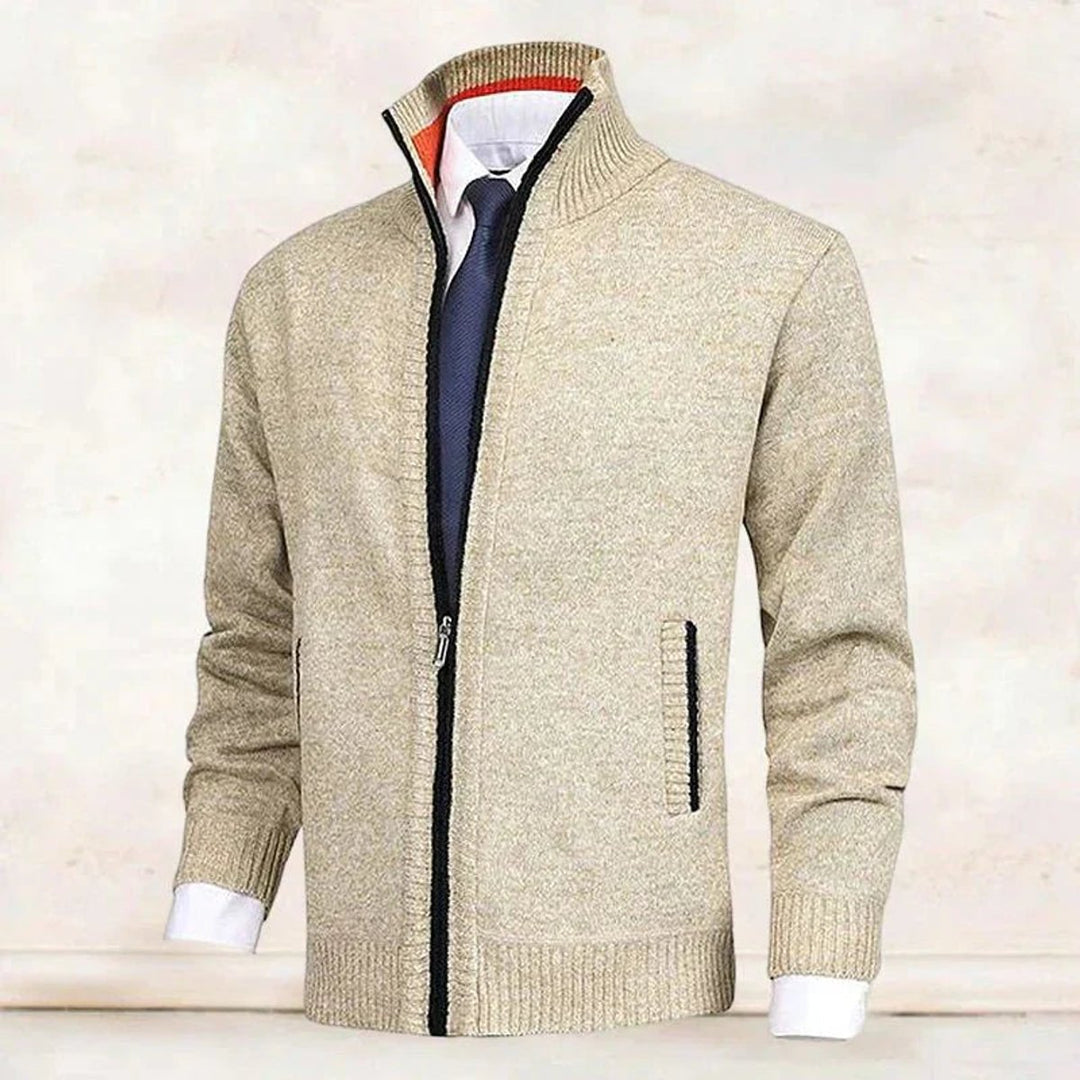 Heren Gebreide Rits Cardigan Staande Kraag Vest