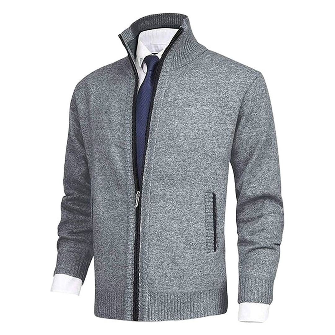 Heren Gebreide Rits Cardigan Staande Kraag Vest