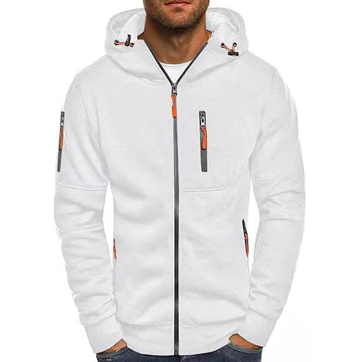 Heren Gebreide Sweater Rits Capuchon Polyester Hoodie - Wit