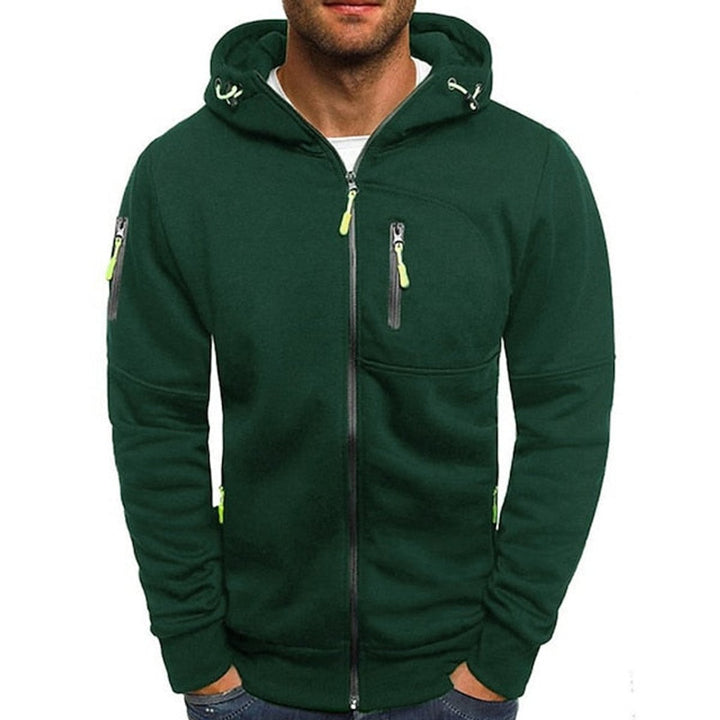 Heren Gebreide Sweater Rits Capuchon Polyester Hoodie - Groen