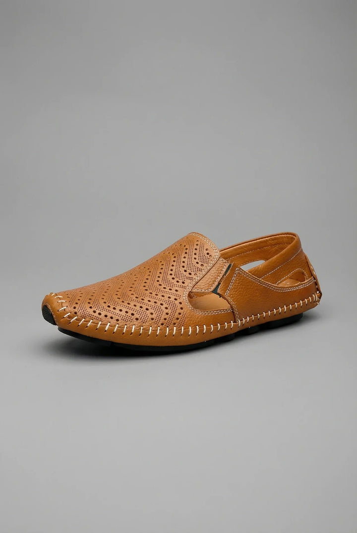 Heren Geperforeerde Instap Loafers Ademend Zomerschoenen - Brown