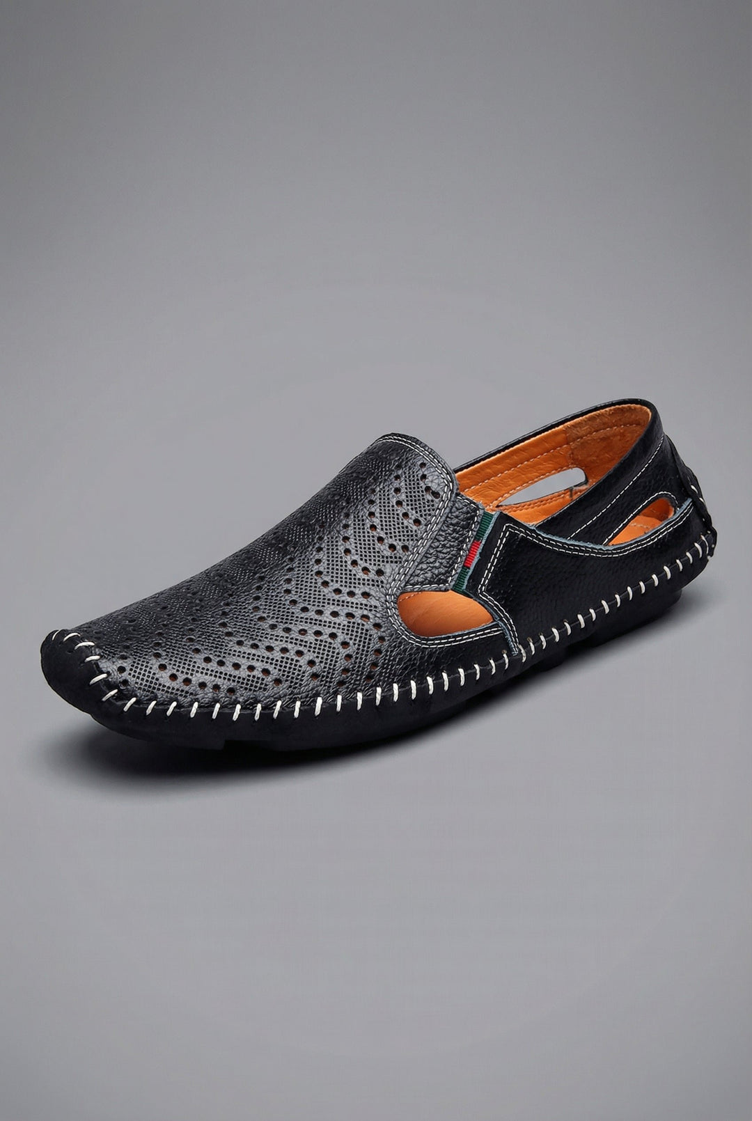 Heren Geperforeerde Instap Loafers Ademend Zomerschoenen - Black