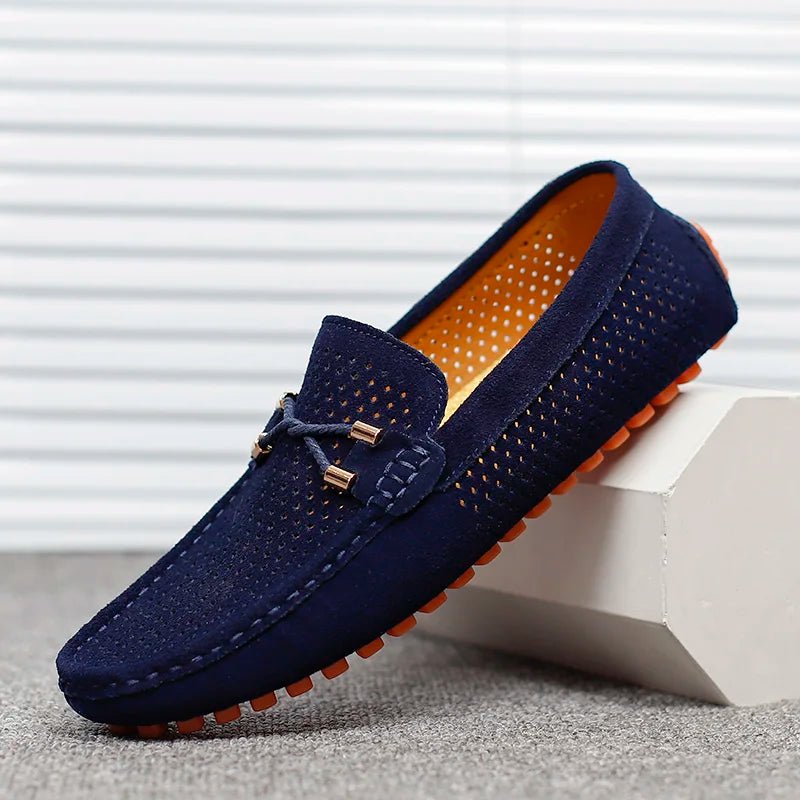 Heren Geperforeerde Suède Loafers Zomerinstappers - Blau