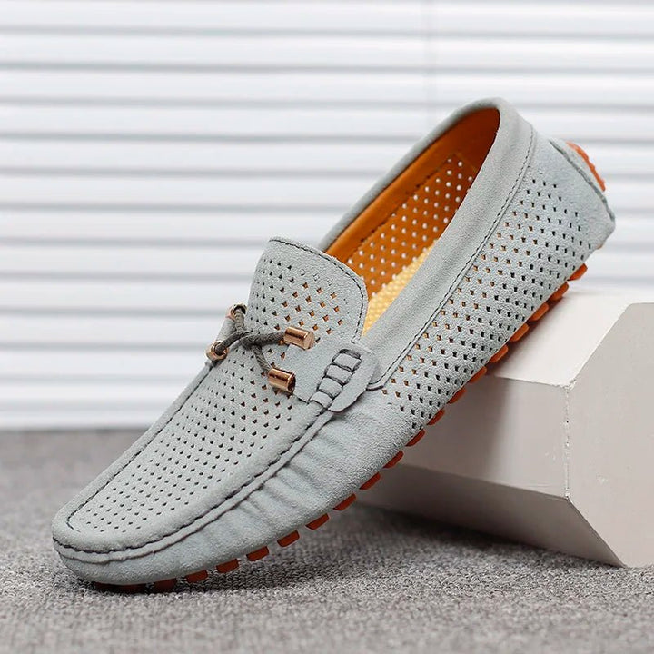 Heren Geperforeerde Suède Loafers Zomerinstappers - Grau