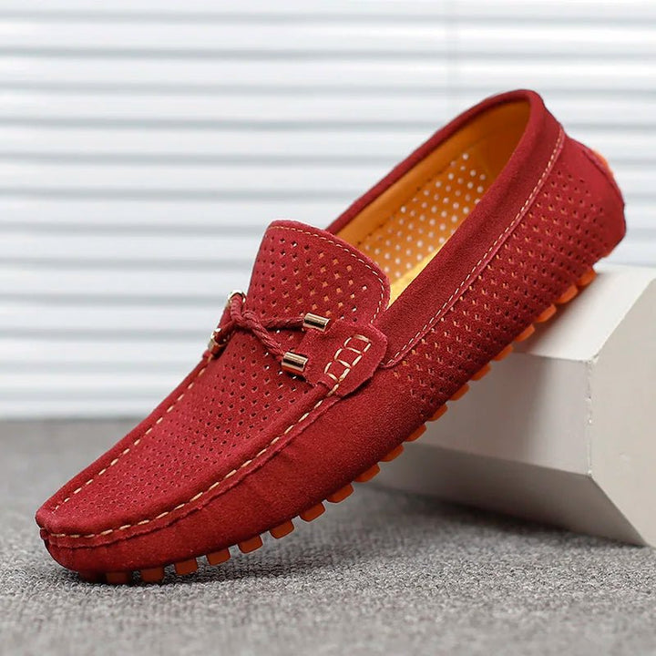 Heren Geperforeerde Suède Loafers Zomerinstappers - Rot