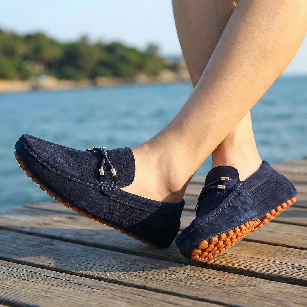 Heren Geperforeerde Suède Loafers Zomerinstappers