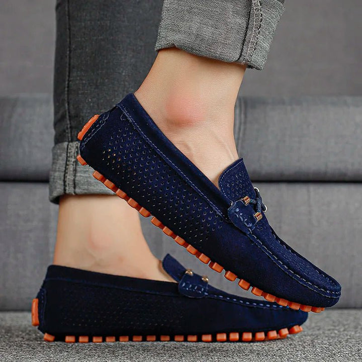 Heren Geperforeerde Suède Loafers Zomerinstappers