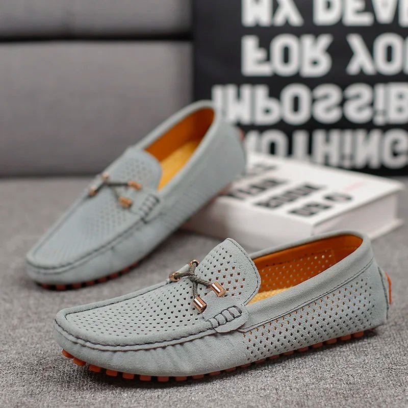 Heren Geperforeerde Suède Loafers Zomerinstappers