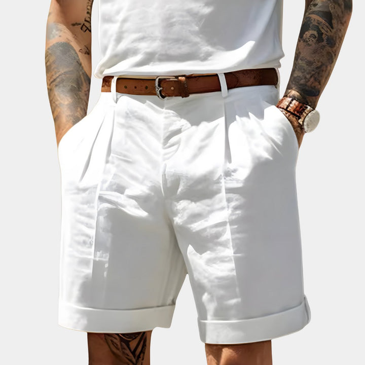 Heren Geplooide Chino Shorts Relaxed-Fit - Wit