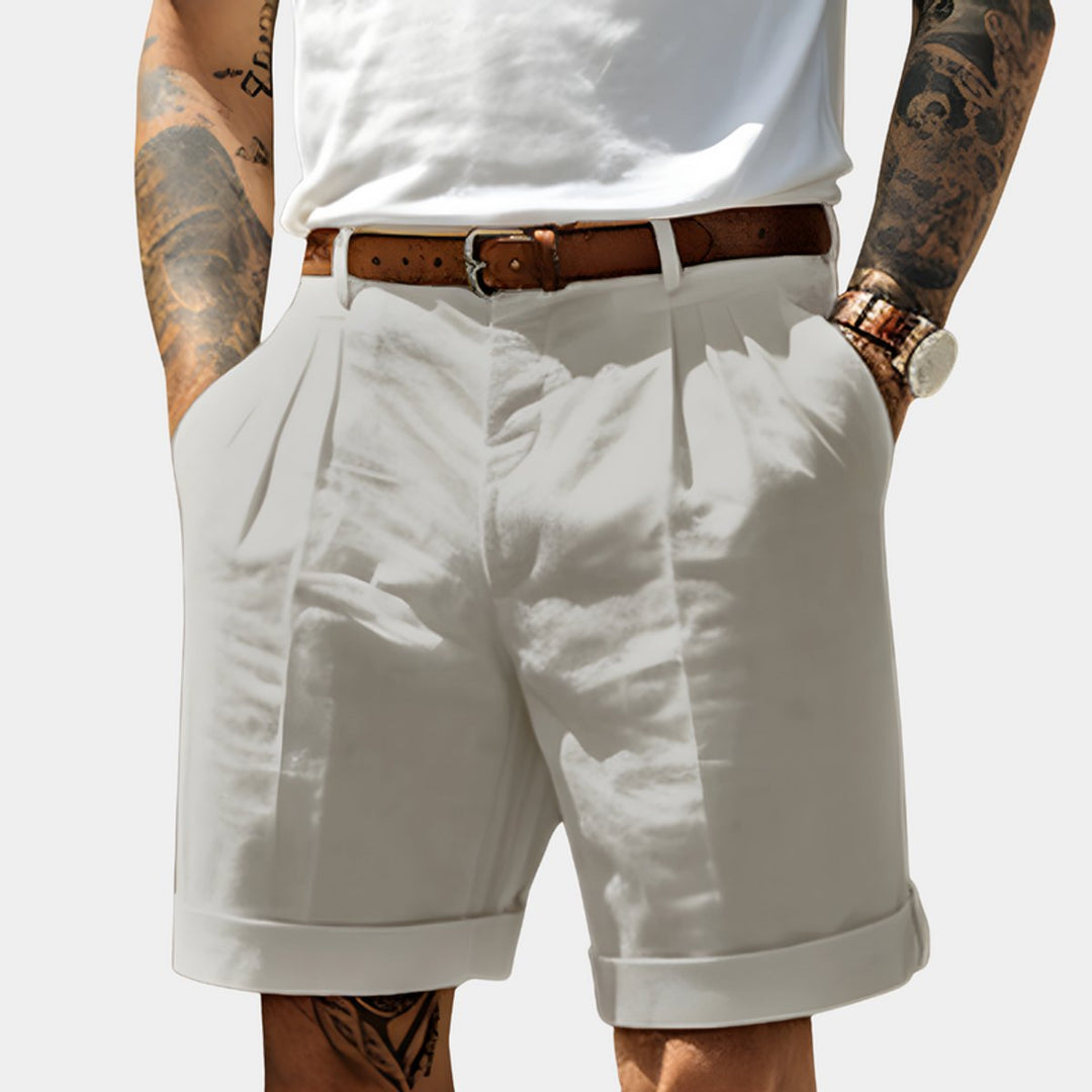 Heren Geplooide Chino Shorts Relaxed-Fit - Grijs
