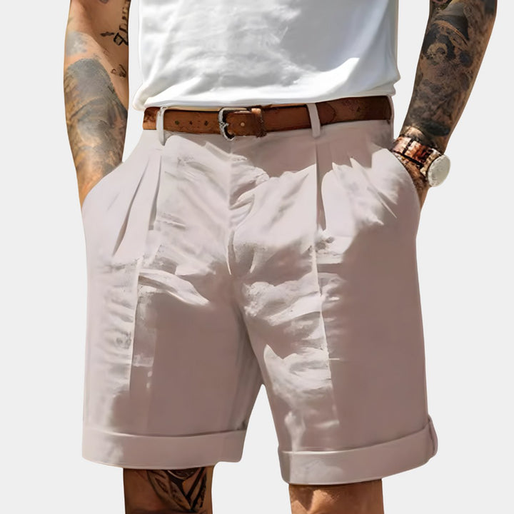 Heren Geplooide Chino Shorts Relaxed-Fit - Roze