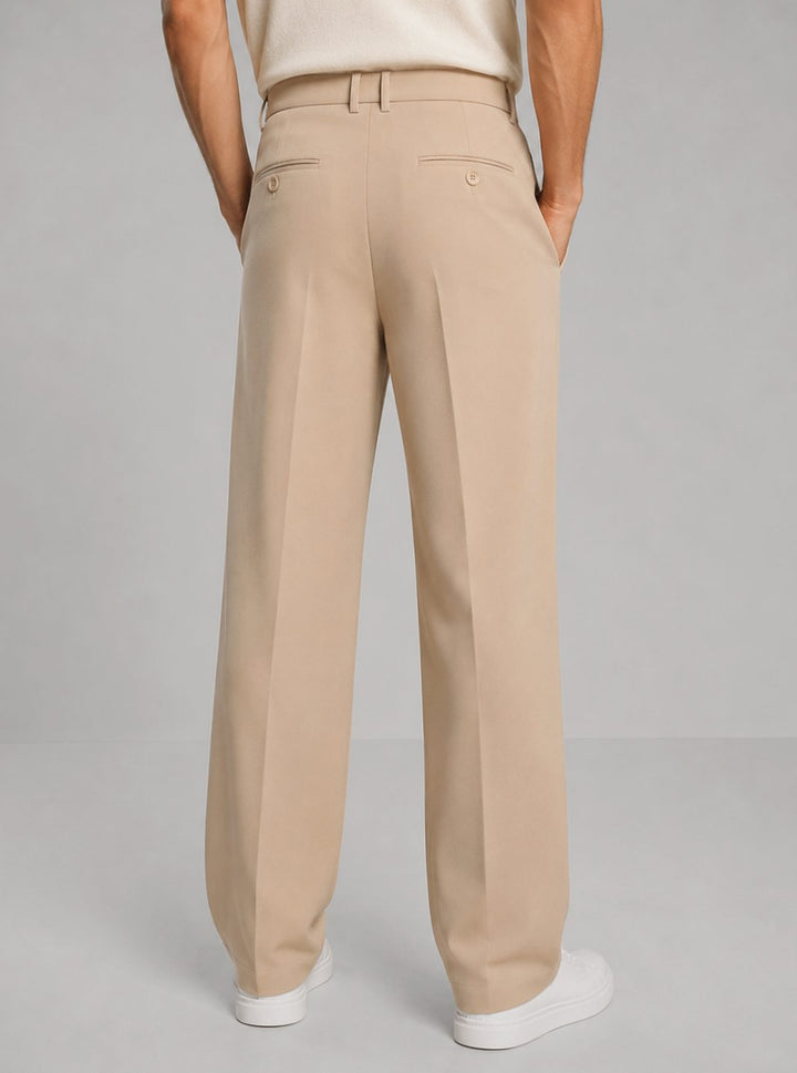 Heren Geplooide Straight Leg Pantalon Smart Casual Tailored Fit
