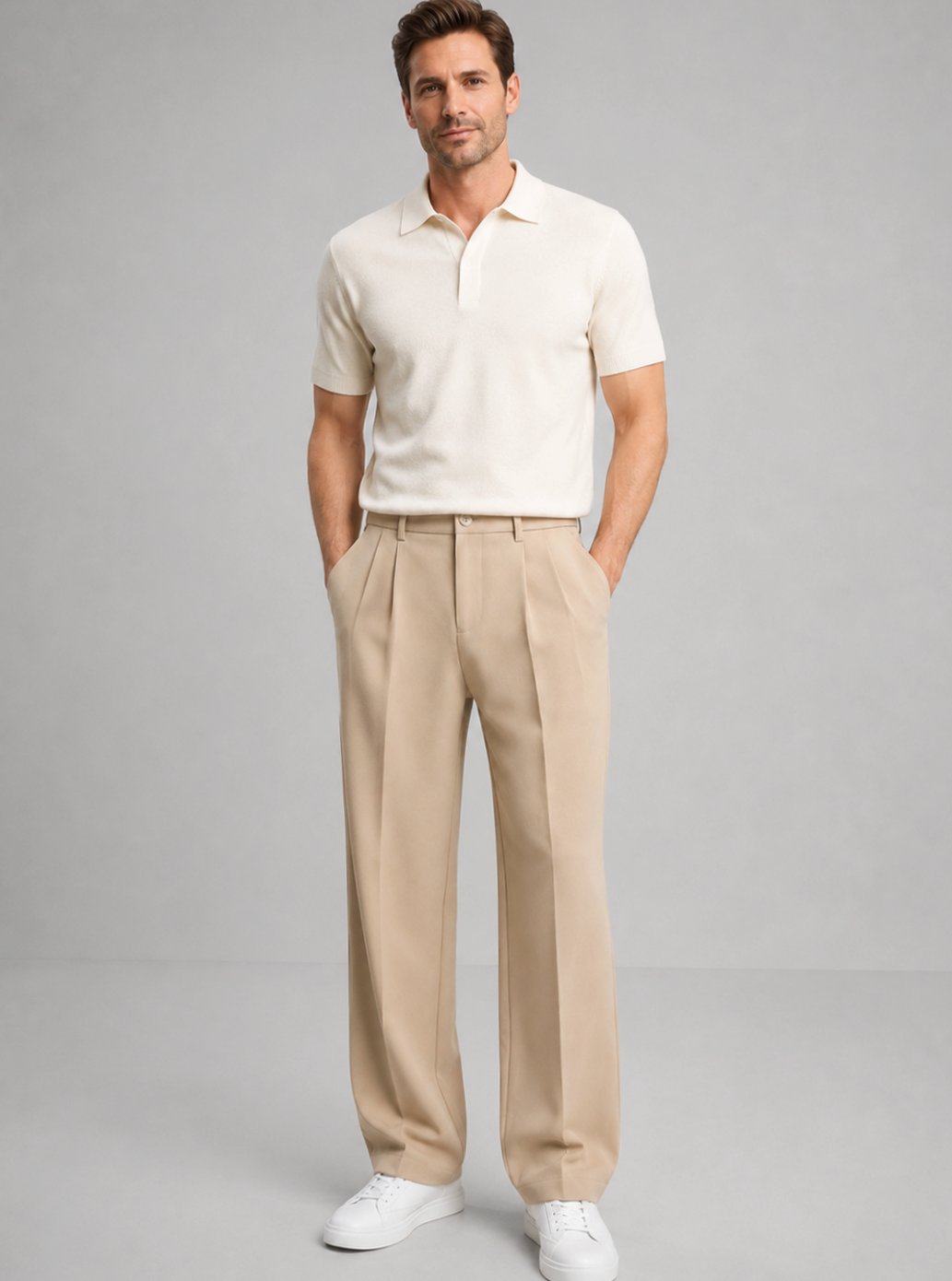 Heren Geplooide Straight Leg Pantalon Smart Casual Tailored Fit