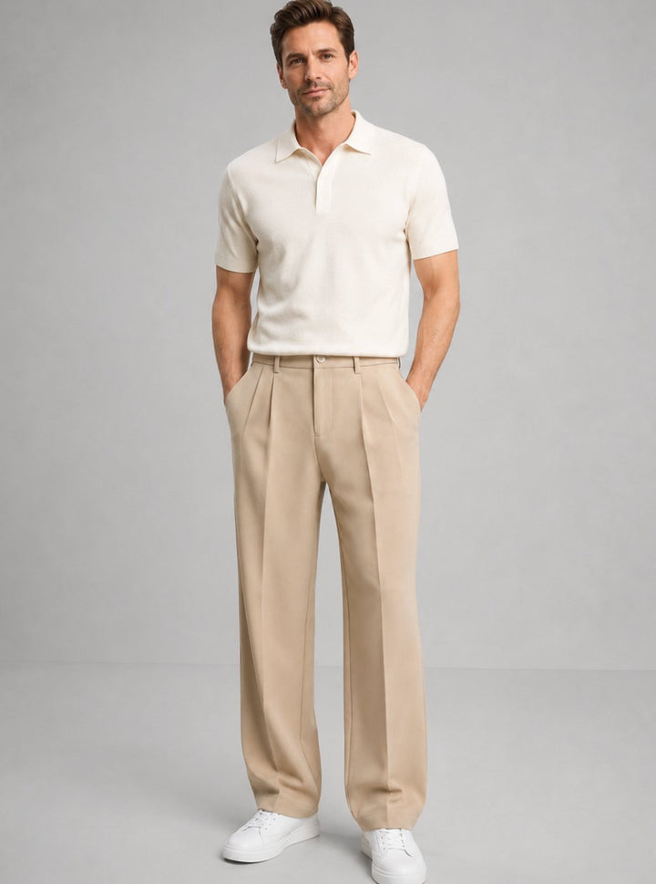 Heren Geplooide Straight Leg Pantalon Smart Casual Tailored Fit