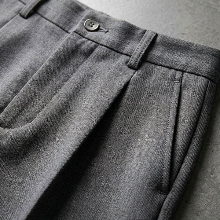Heren Geplooide Wijd Uitlopende Pantalon met Hoge Taille