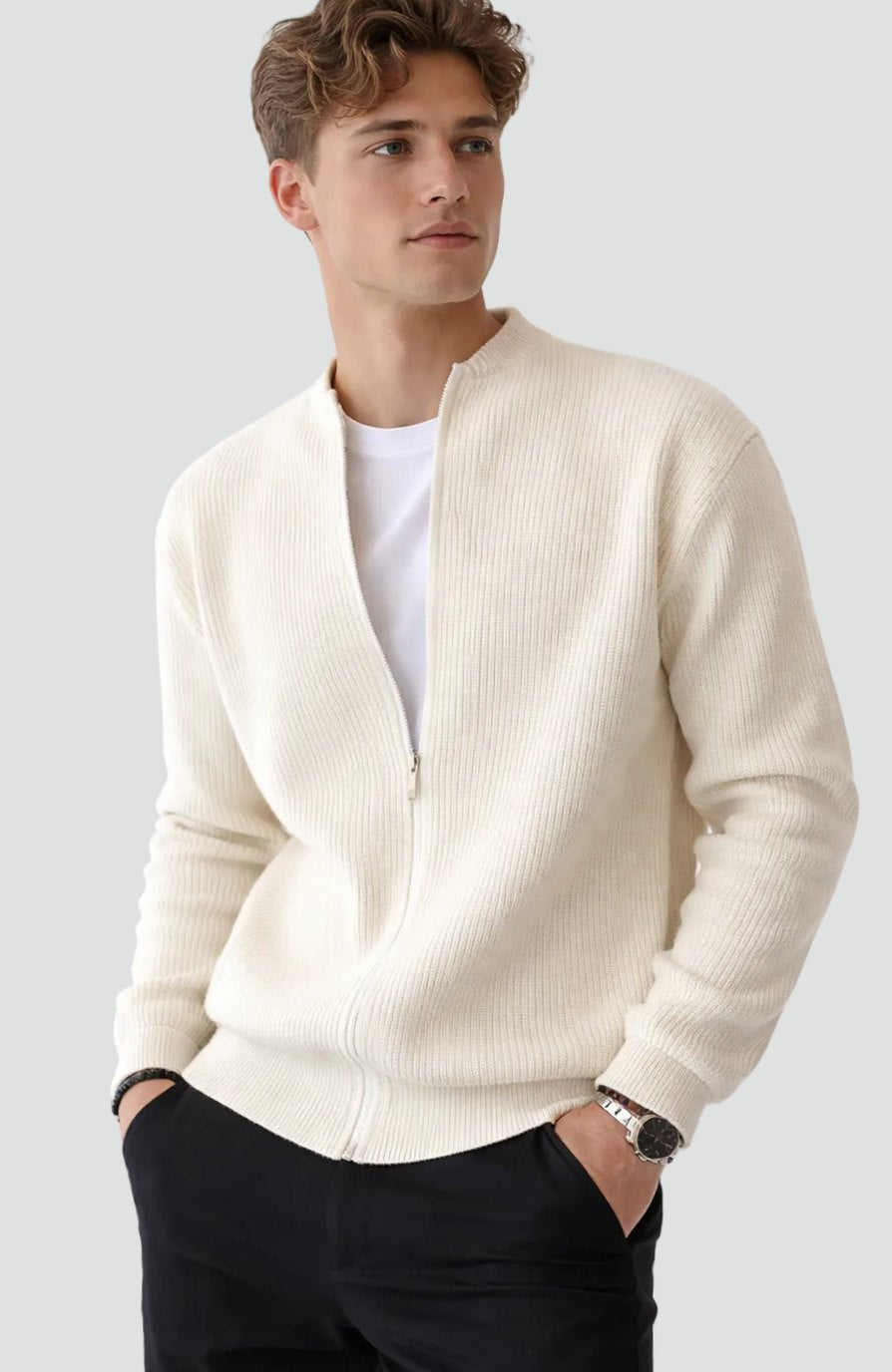 Heren Geribd Vest Met Volledige Ritssluiting Relaxed Fit