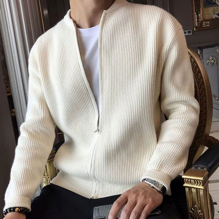 Heren Geribd Vest Met Volledige Ritssluiting Relaxed Fit