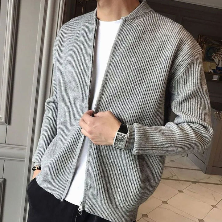 Heren Geribd Vest Met Volledige Ritssluiting Relaxed Fit