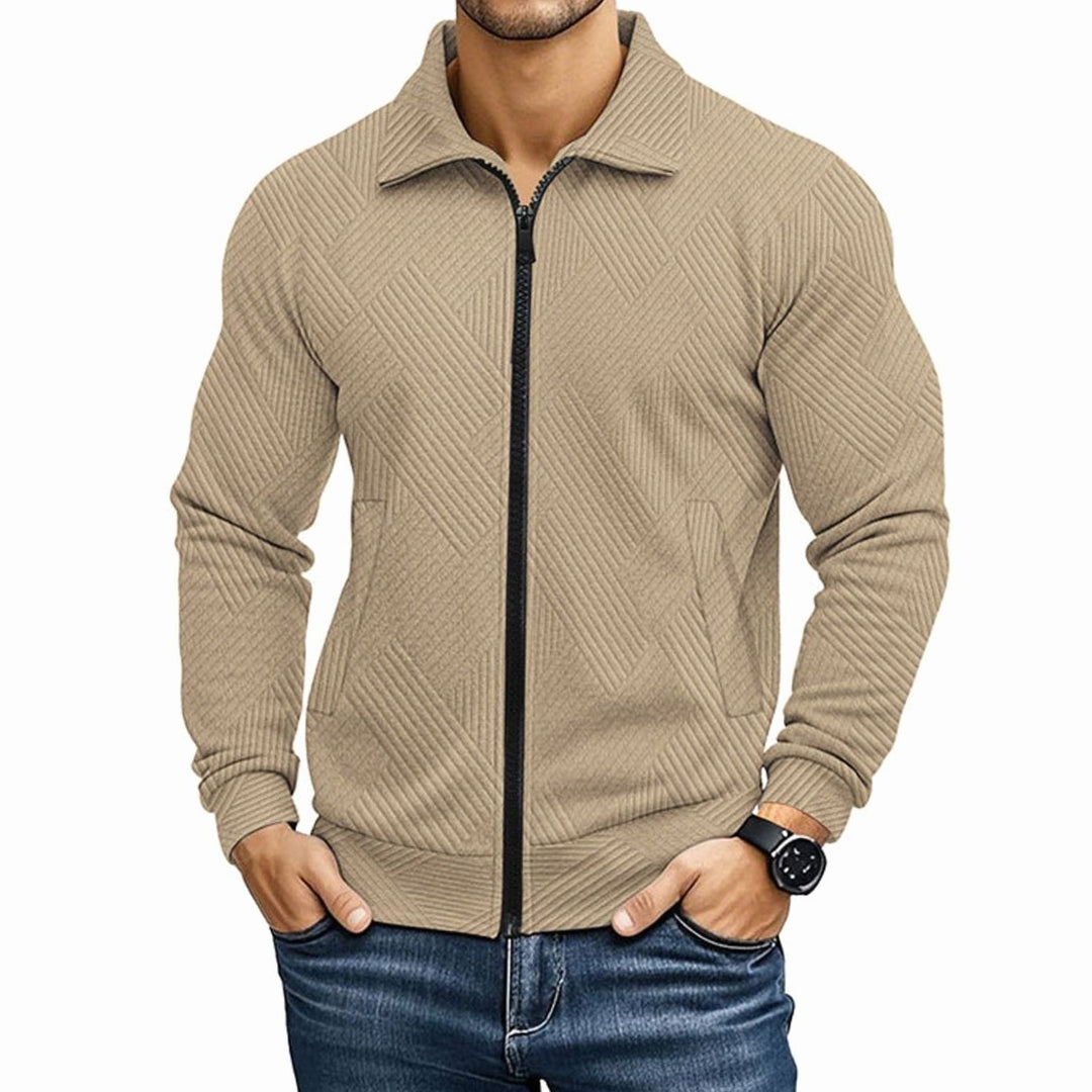 Heren Geribde Volledige Rits Vest Trui Regular Fit