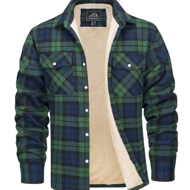 Heren Geruit Fleece-Gevoerd Shirtjac Regular Fit - Groen