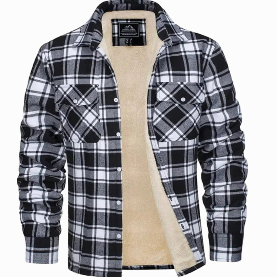 Heren Geruit Fleece-Gevoerd Shirtjac Regular Fit