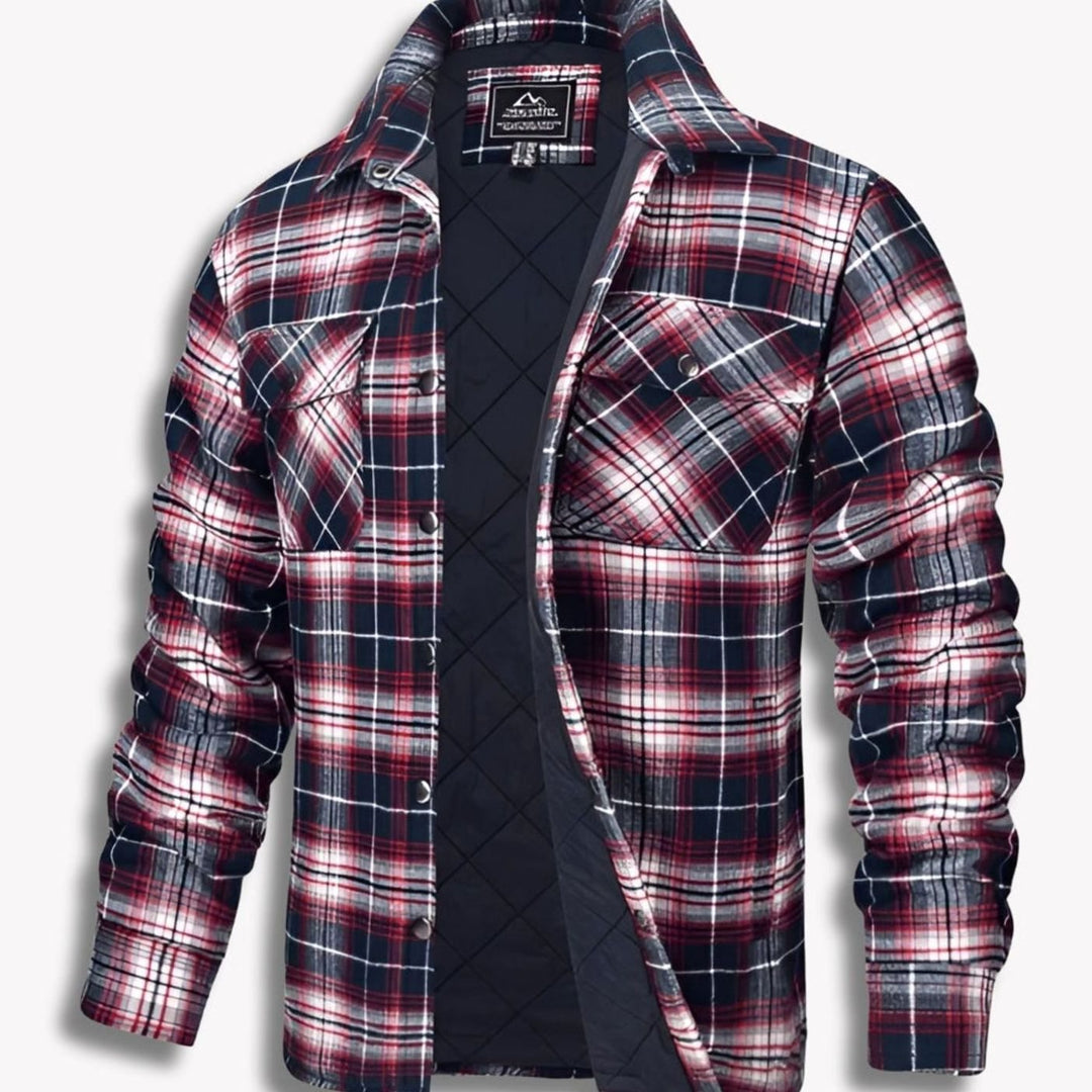 Heren Geruite Flanellen Shirtjac met Gewatteerde Voering - Rood