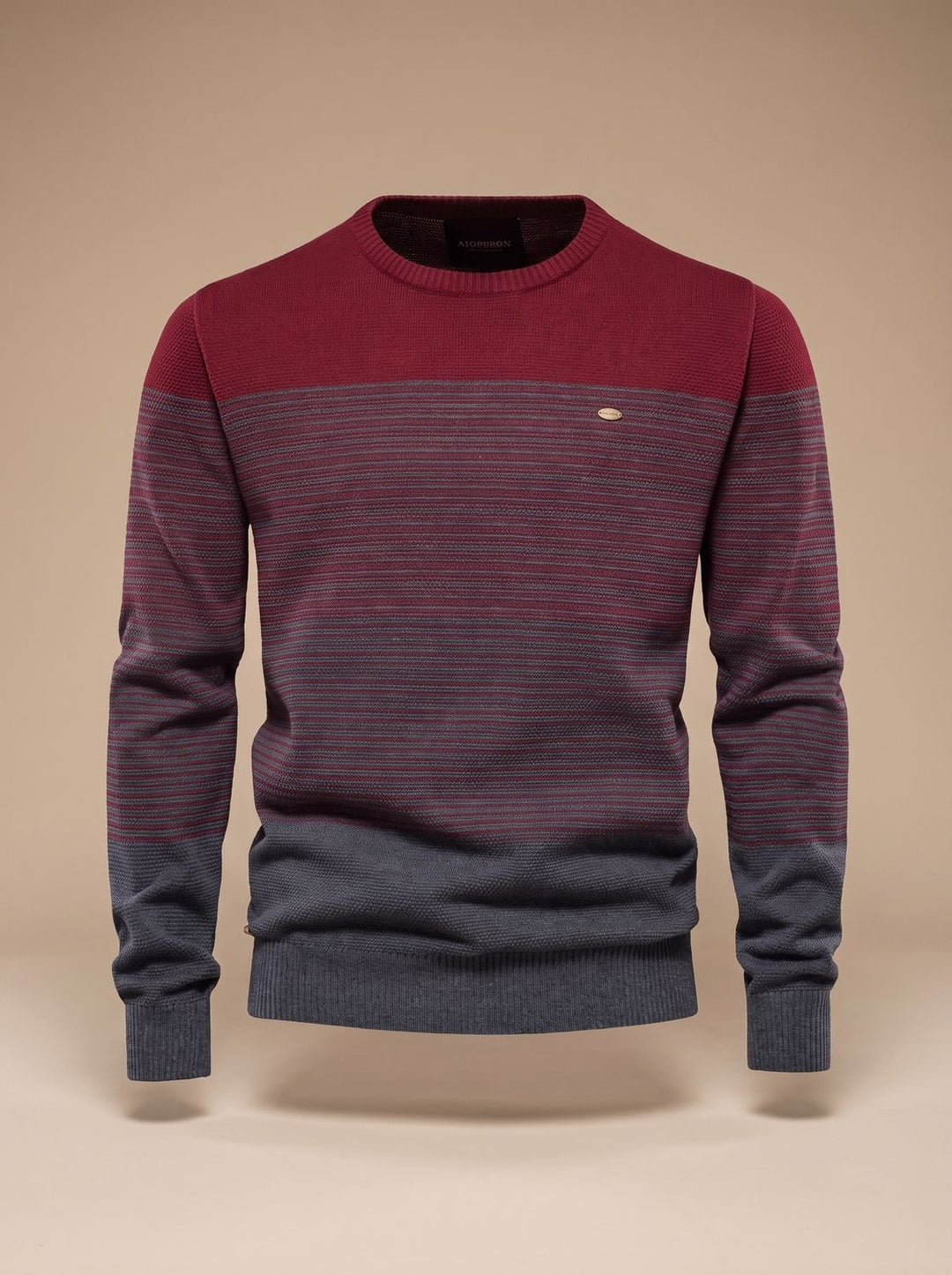 Heren Gestreepte Rondhalstrui Warm Gebreid Pullover - Rood