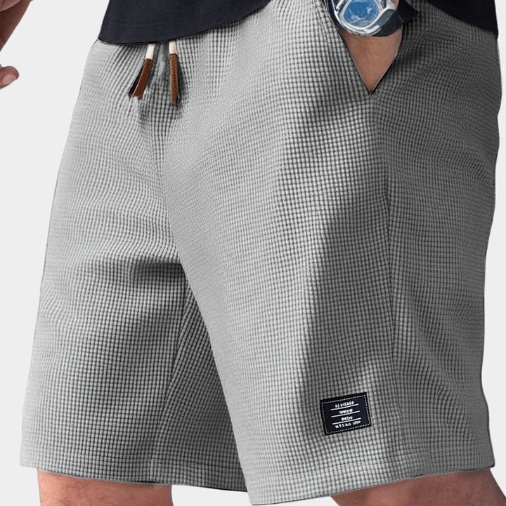 Heren Gestructureerde Elastische Trekkoord Shorts - Grijs
