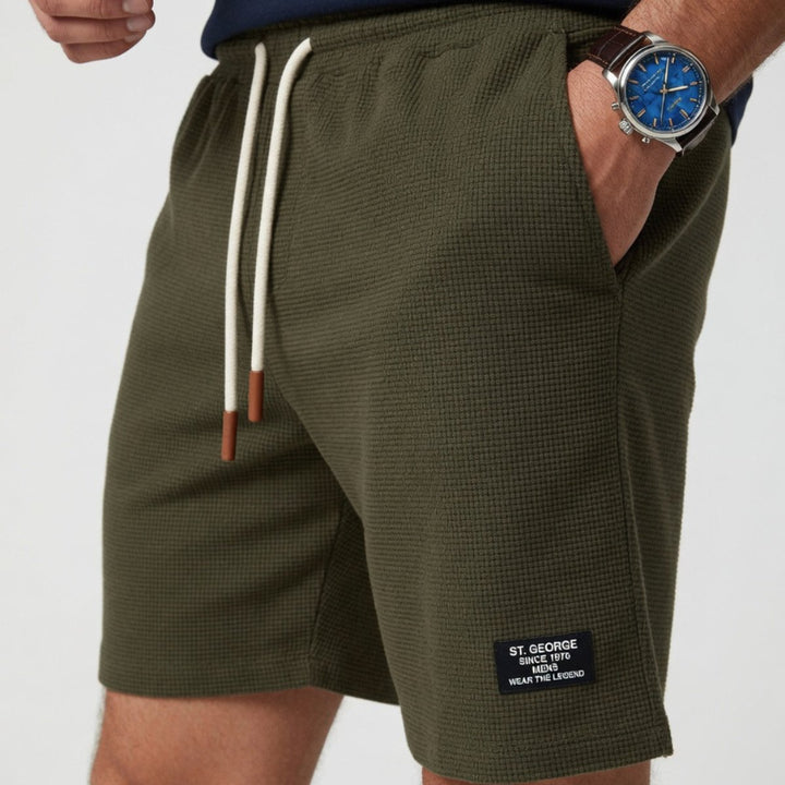 Heren Gestructureerde Elastische Trekkoord Shorts - Groen
