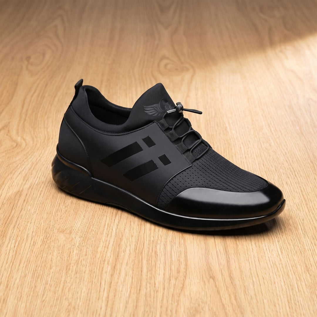 Heren Gestructureerde Leren Sneakers met Vetersluiting