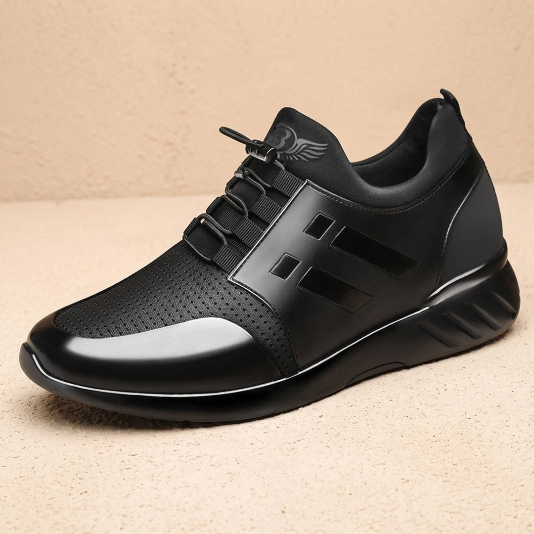 Heren Gestructureerde Leren Sneakers met Vetersluiting