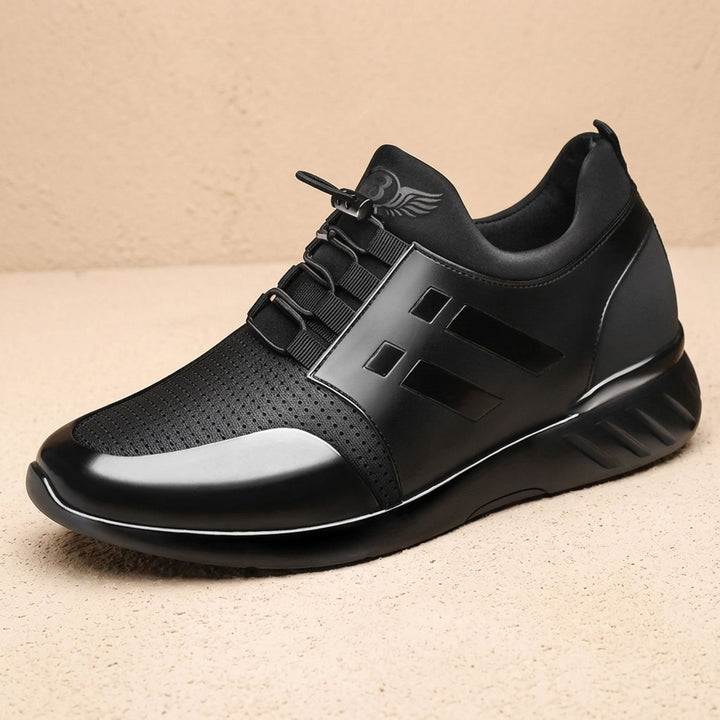 Heren Gestructureerde Leren Sneakers met Vetersluiting