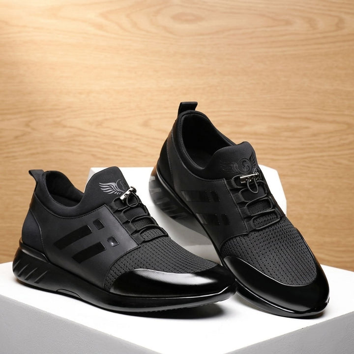 Heren Gestructureerde Leren Sneakers met Vetersluiting